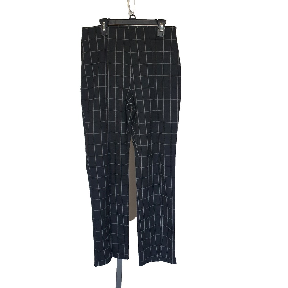 Lark + Grey Black White Pants Sz‎ S Plaid Business Slit on Pant Leg Windowpane